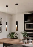 901732 Подвесной светильник BARBOTTO, 1X4,5W(GU10-LED), H1100, 345lm, сталь, дерево, черный, коричневый