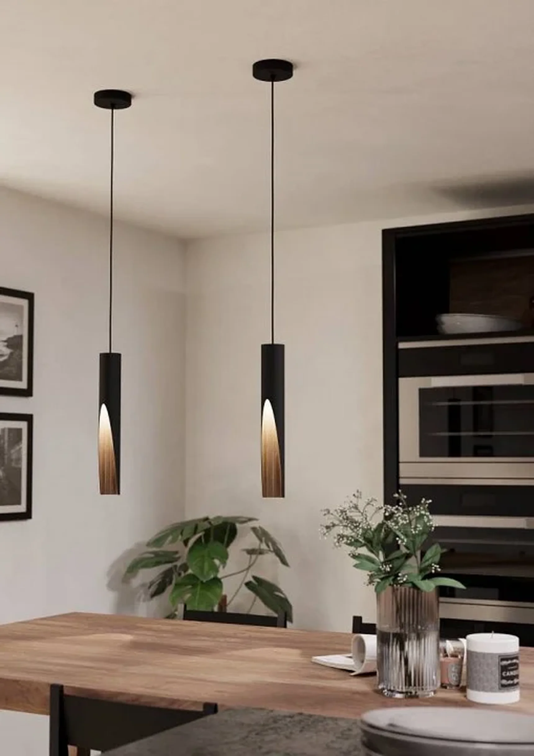 901732 Подвесной светильник BARBOTTO, 1X4,5W(GU10-LED), H1100, 345lm, сталь, дерево, черный, коричневый
