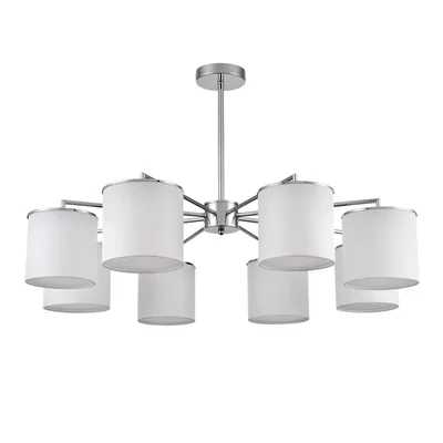 6591/8 CLASSI LN25 хром/белый, металл/текстиль Люстра подвесная E14 8*40W 220V SUNTORI