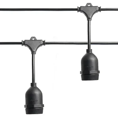 Гирлянда "Евро белт-лайт" на подвесах, 20 E27, шаг 50cm черный, 13м (3м сетевой шнур) IP65, CL50-13-1