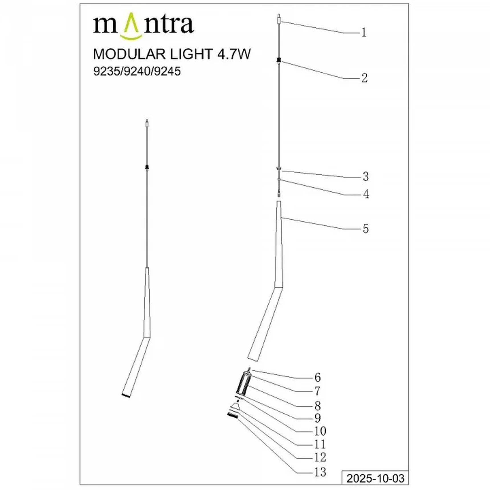 Подвесной светильник Mantra Boomerang 9240