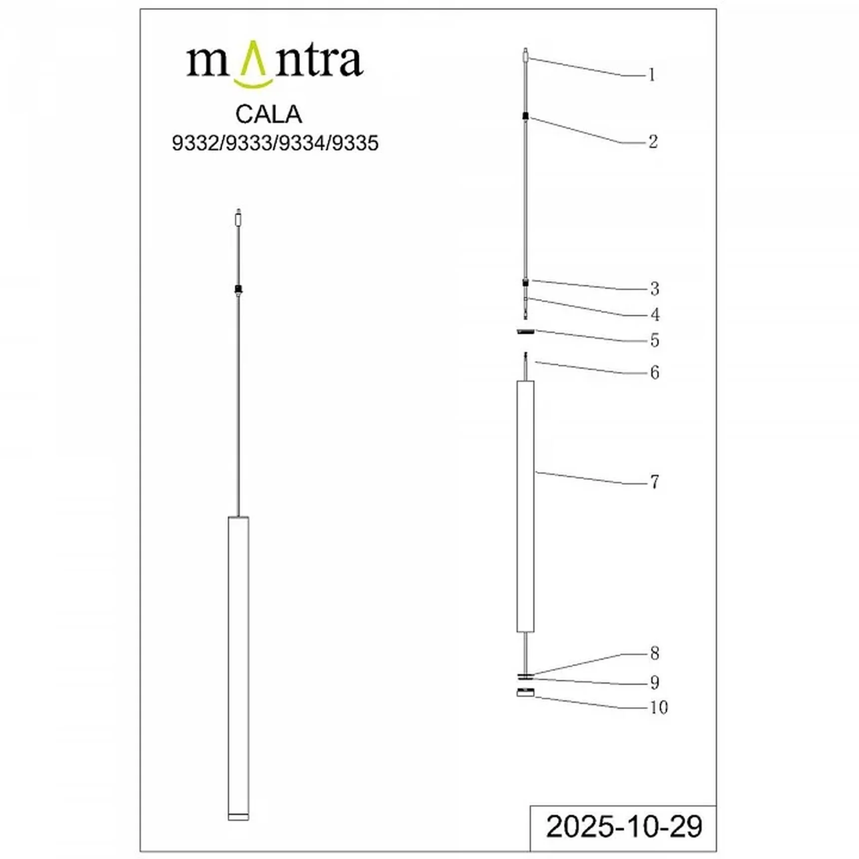 Подвесной светильник Mantra Cala 9332