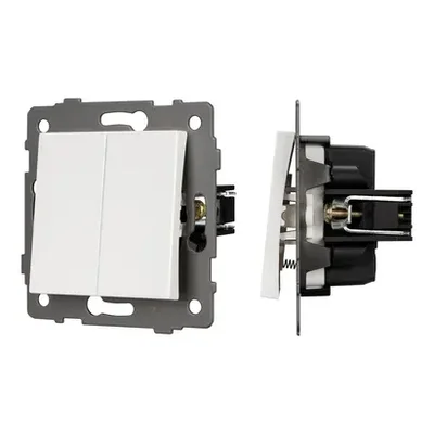 Механизм выключателя двухклавишный самовозвратный SWT-MKR2-PL-WH-V (250V, 10A) (Arlight, -)