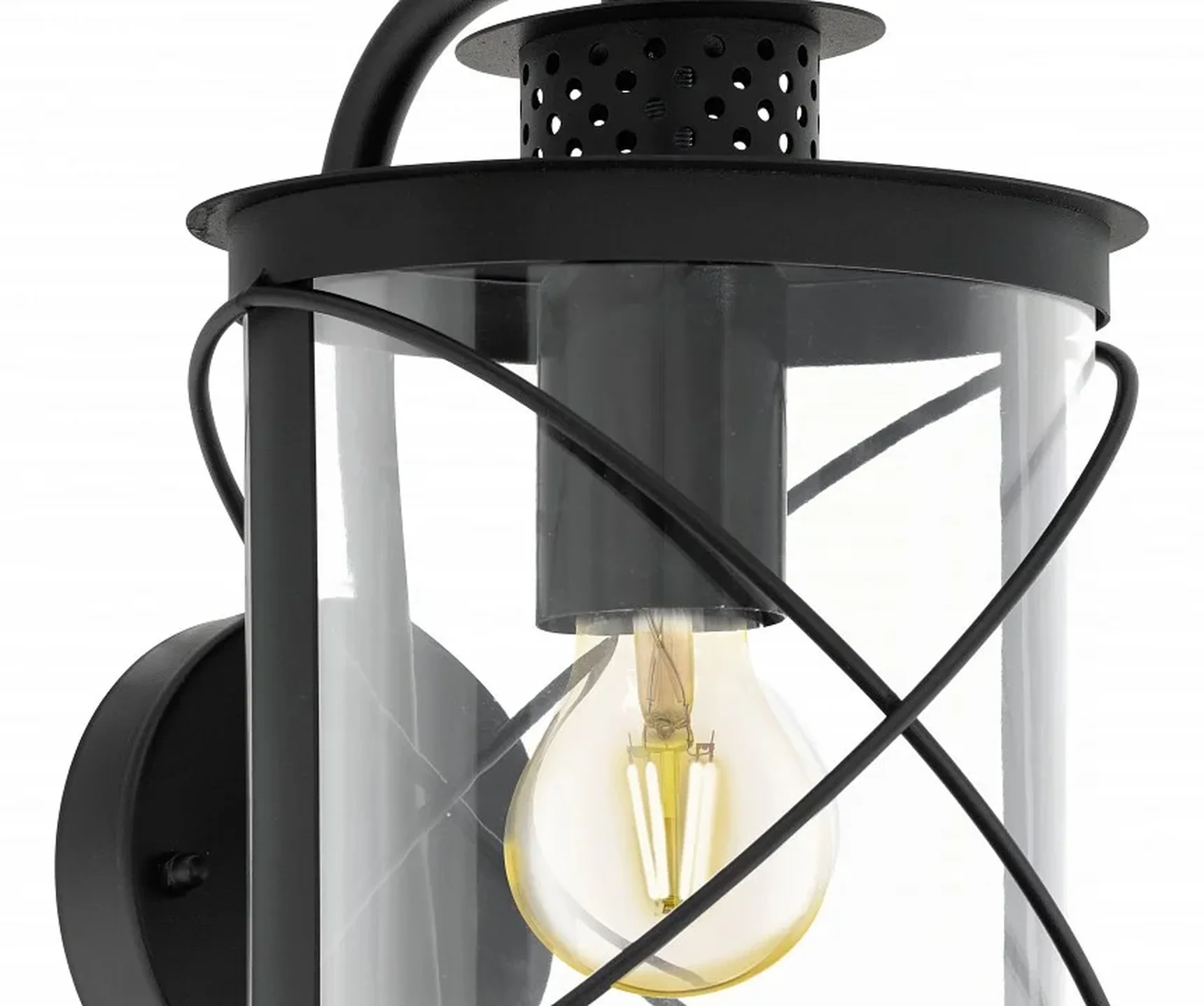 Уличный светильник настенный HILBURN, 1х60W (E27), H280, сталь, черный/пластик, прозрачный