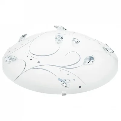Светодиод. настенно-потол. светильник SORRENTA 1, 16W(LED), ?315, сталь, белый/стекло, хрусталь, белый, прозрач.