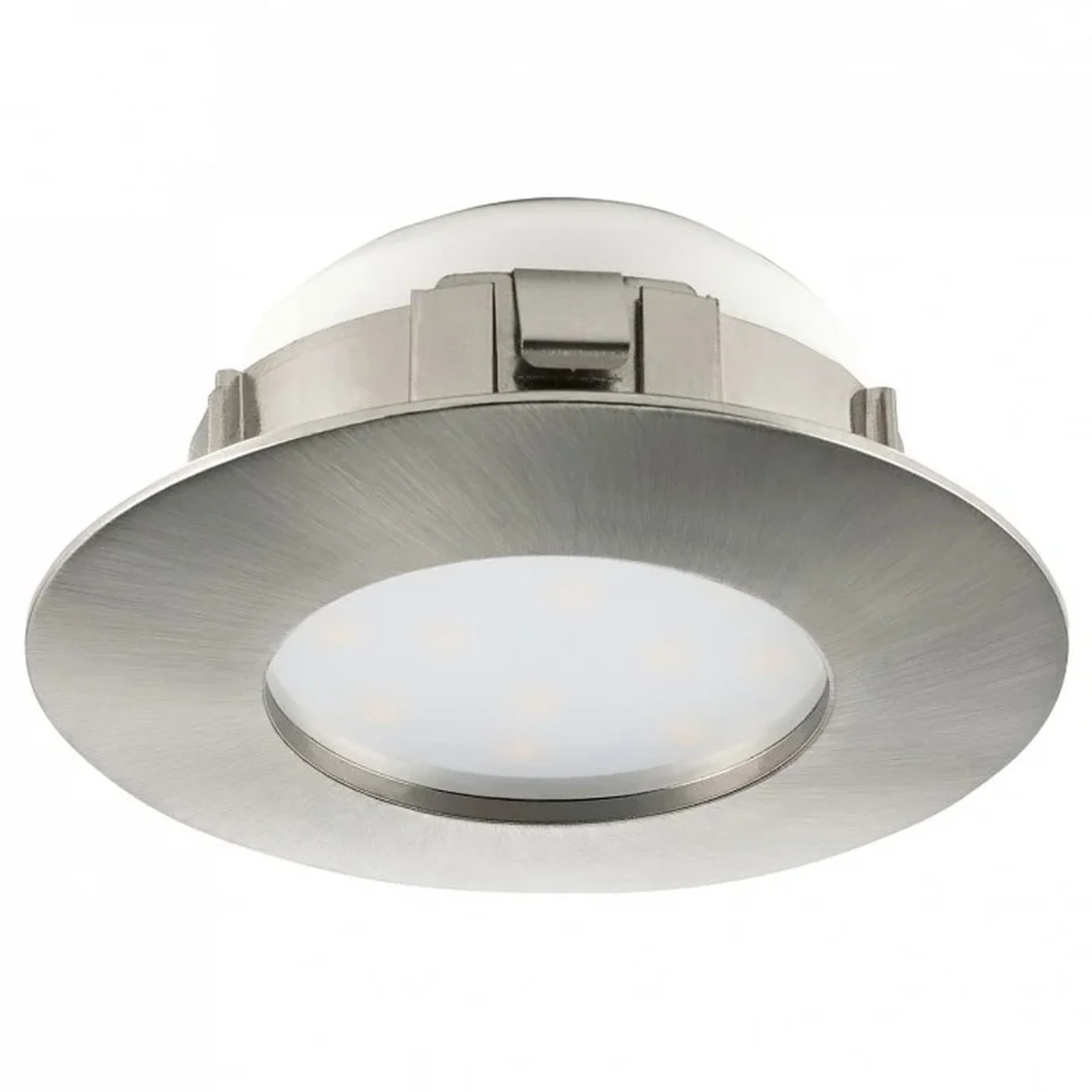 Светодиодный встраиваемый светильник PINEDA, 1х6W(LED), d78, IP44, пластик, никель матовый