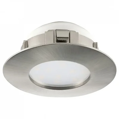 Светодиодный встраиваемый светильник PINEDA, 1х6W(LED), d78, IP44, пластик, никель матовый