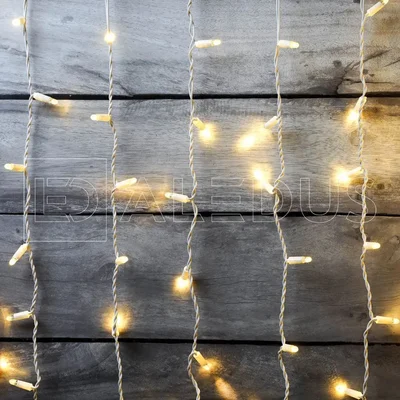 Занавес ALEDUS, 220 В, 2x3 м, белый провод, каучук 2.3 мм (резина), теплый белый, без мерцания