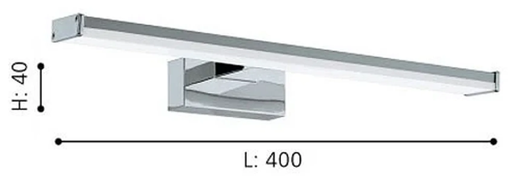 Светодиод. подсветка для зеркал PANDELLA 1, 7,4W(LED), L400, IP44, сталь, хром, серебро/пластик, белый