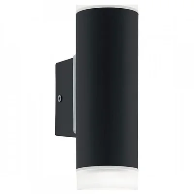 Уличный светодиодный светильник наcтенный RIGA-LED, 2х5W (GU10), H205, гальван. сталь, черный/пластик матовый
