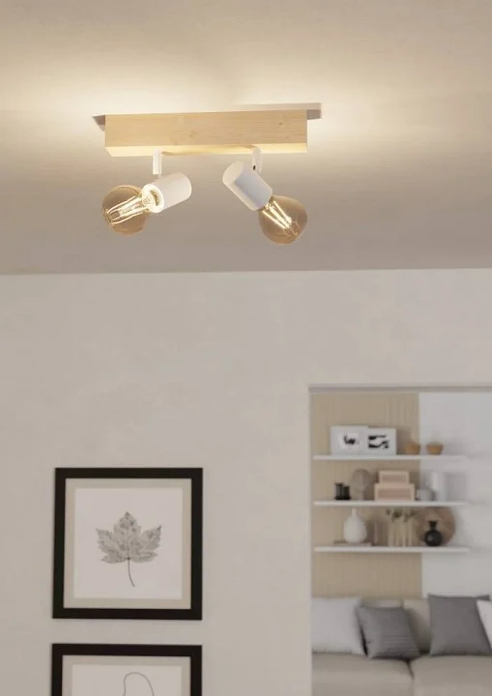 99483 Спот TOWNSHEND 3, 2x60W(E27), L300, B50, дерево, сталь, коричневый, белый
