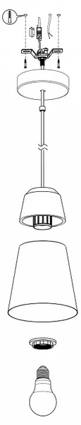 99544 Подвесной потолочный светильник (люстра) CANTERRAS, 1x40W, E27, H1100, ?150, сталь, черный/сер