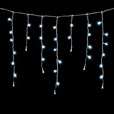 Гирлянда Бахрома 3,1 x 0,5 м Белая 220В, 150 LED, Провод Прозрачный ПВХ, IP54