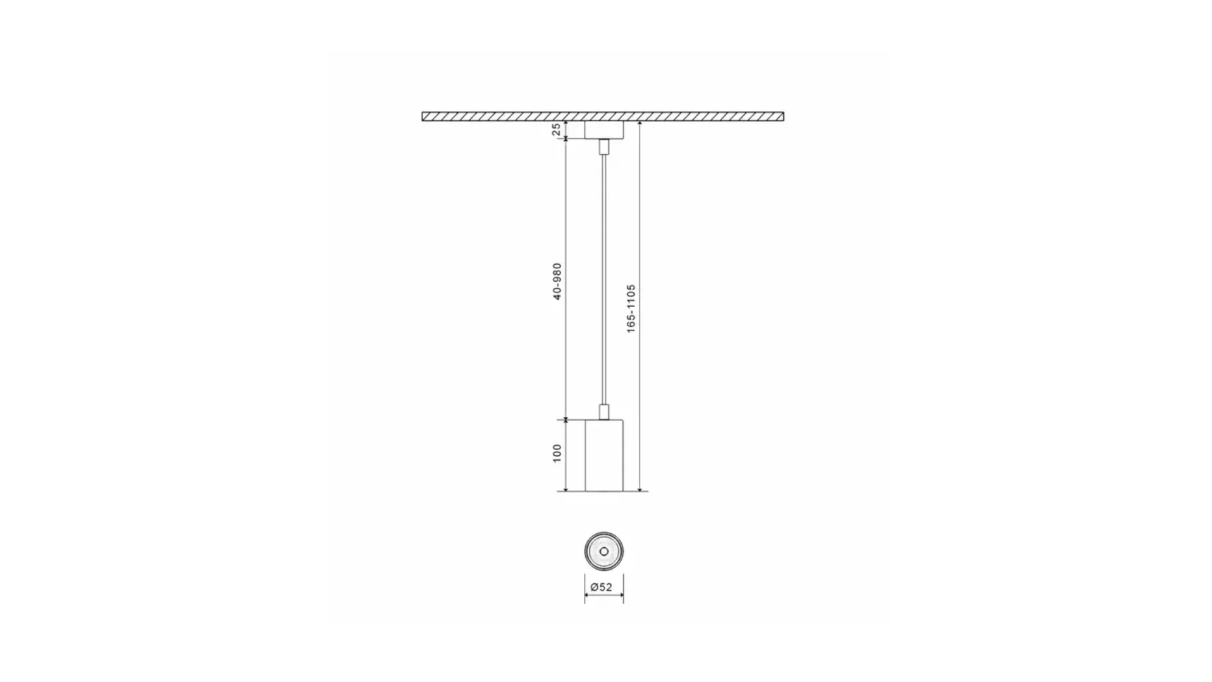 Крепление сменное М6 для светильников MINI VILLY, подвесное, цвет Черный, MINI-VL-M6-BL