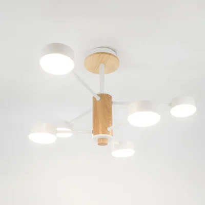 Люстра под лампу GCHL-6GX53-M Белая+Дерево Элизиум