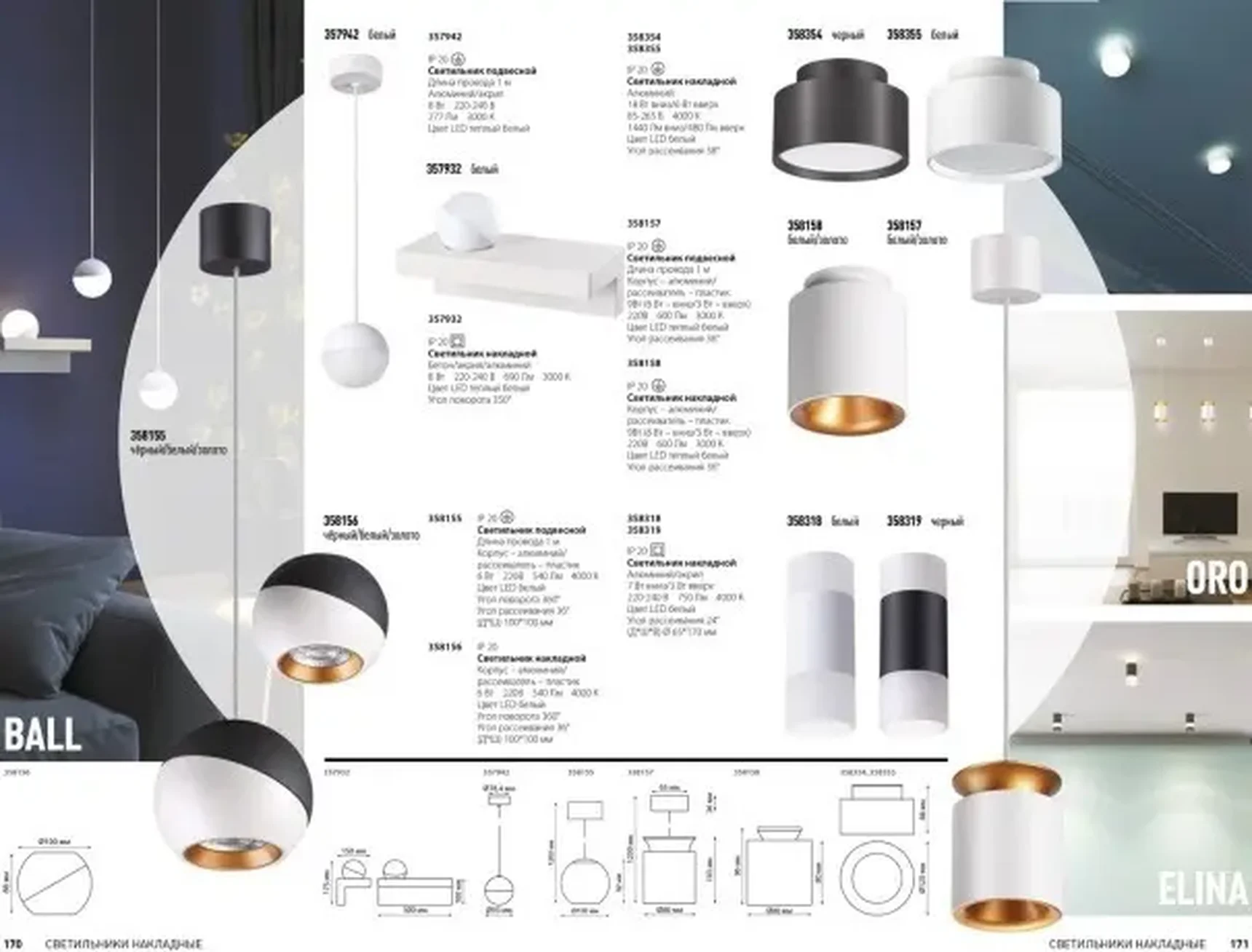Светодиодный накладной потолочный светильник Novotech ELINA 358319