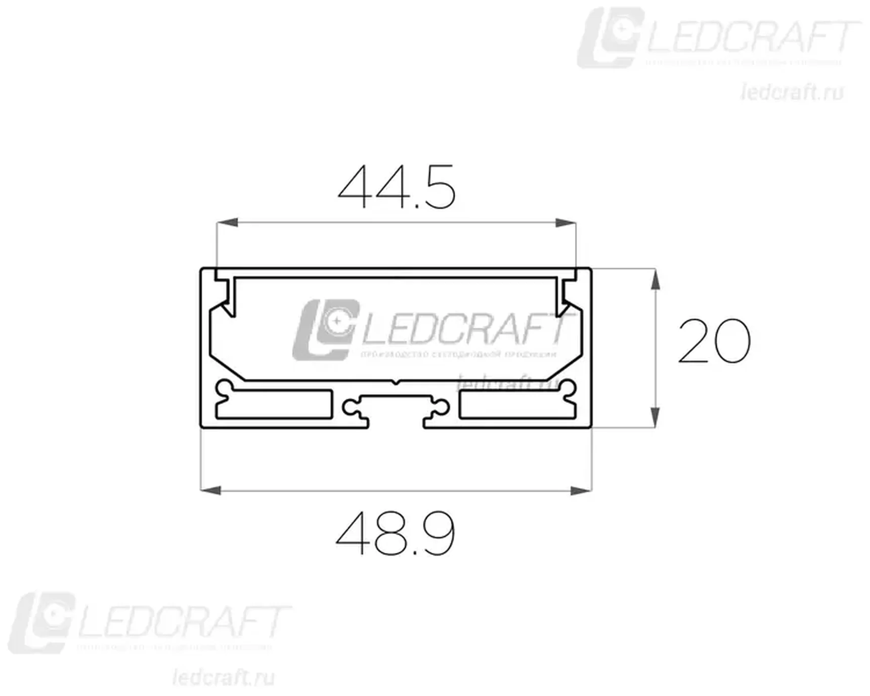 Профиль накладной алюминиевый LC-LP-2050-2 Anod