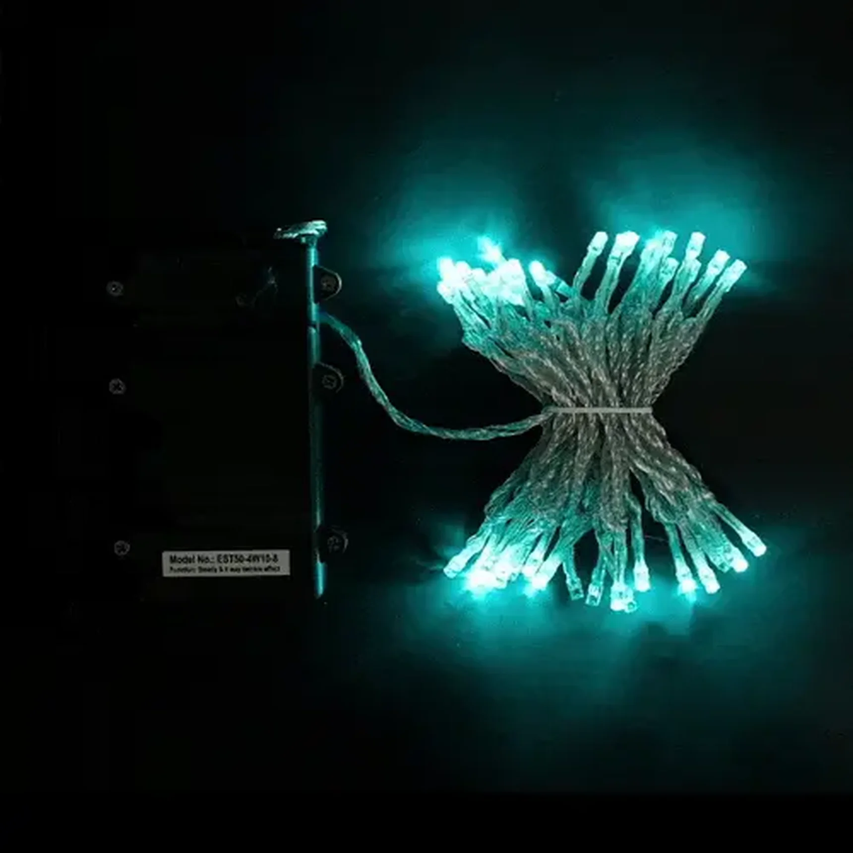 Гирлянда Нить на Батарейках 5м Аква, 50 LED, Провод Прозрачный Силикон, IP65