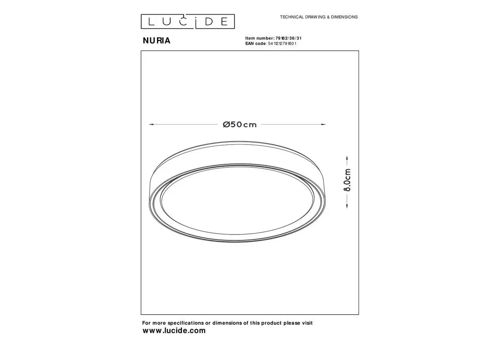 Потолочный светодиодный светильник Lucide Nuria 79182/36/31