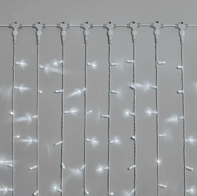 Гирлянда Занавес INOXHUB 2х3м, 600 LED, 220В, IP65, белая резина 2.3мм, БЕЛЫЙ