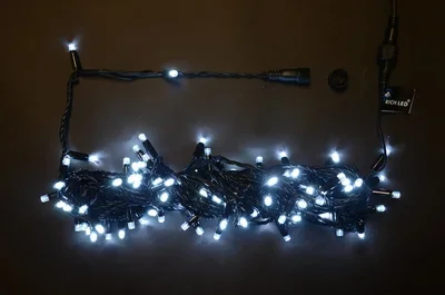 Светодиодная гирлянда Rich LED 10 м, 100 LED, 24 В, соединяемая, белая, черный резиновый провод, RL-S10C-24V-RB/W