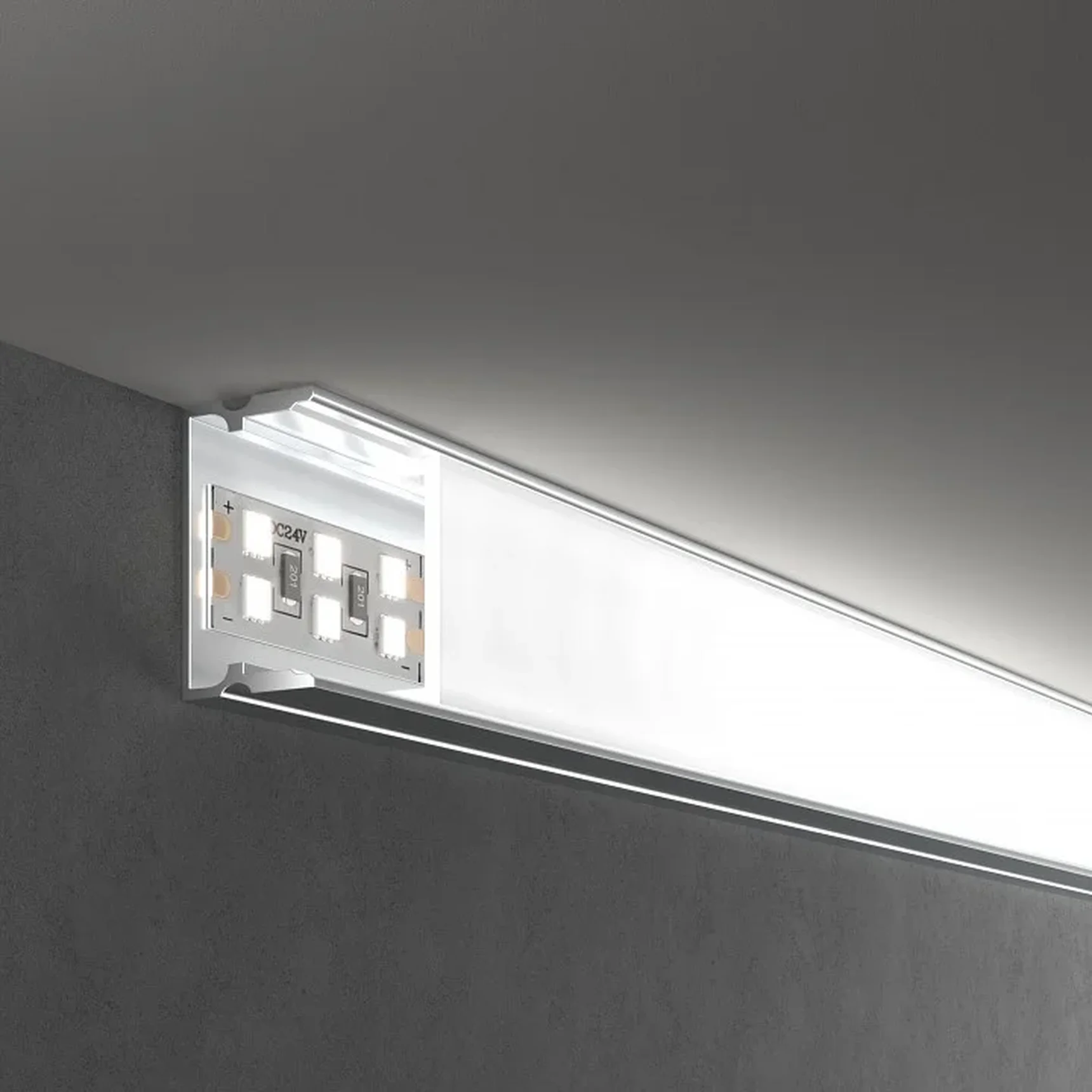 Накладной алюминивый профиль для трехрядной LED ленты (под ленту до 18,5mm) LL-2-ALP018