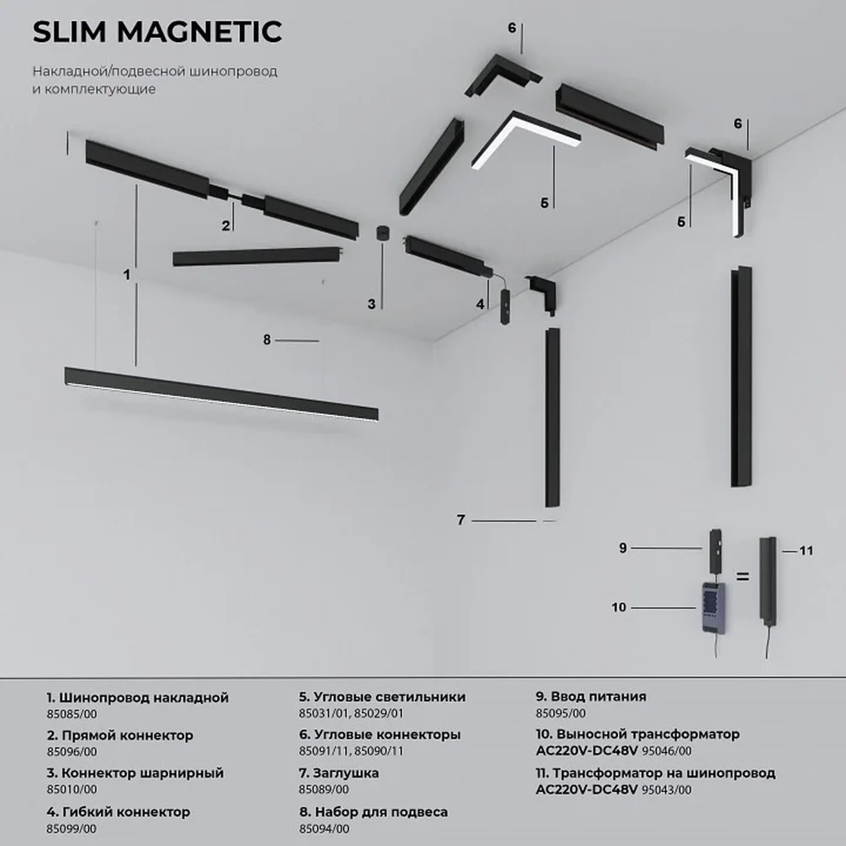 Slim Magnetic Умный трековый светильник 20W 2700-6500K Dim L02 (чёрный) 85077/01
