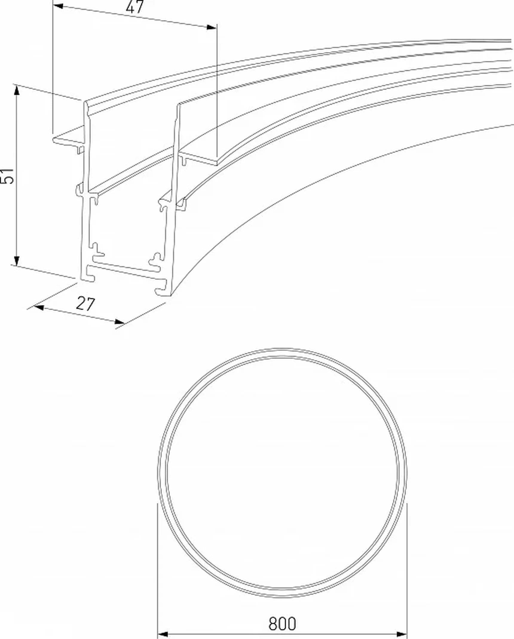 Slim Magnetic Встраиваемый радиусный шинопровод черный ? 800мм 85158/00