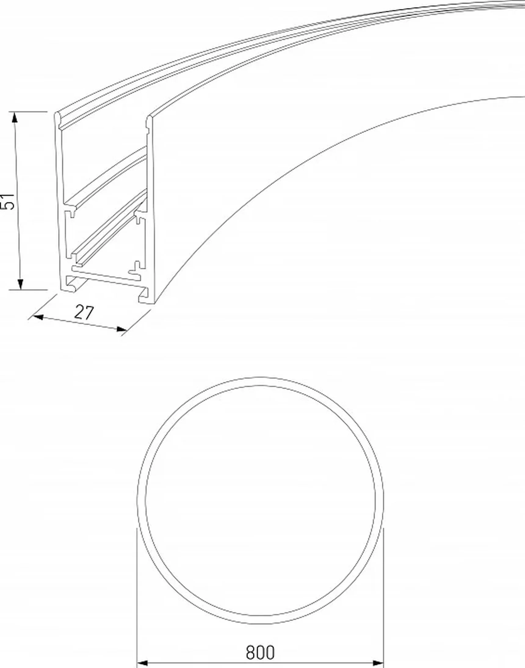 Slim Magnetic Накладной радиусный шинопровод черный ? 800мм 85160/00