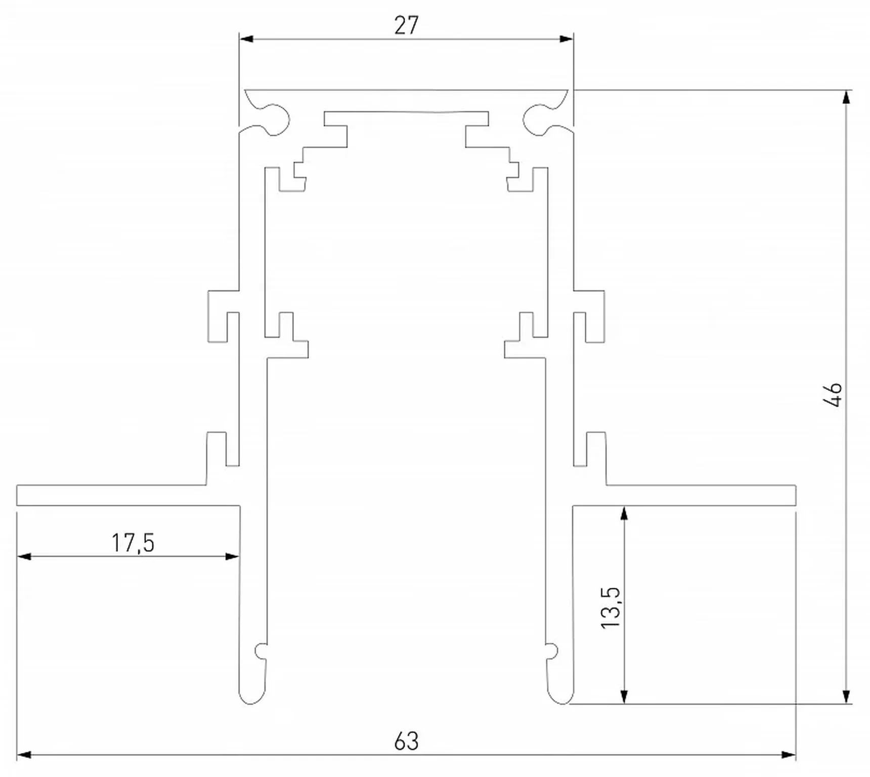 Slim Magnetic Шинопровод встраиваемый под ГКЛ 12,5мм черный 3м 85208/00