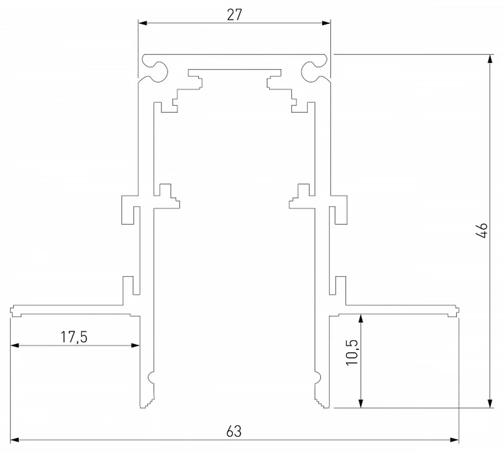 Slim Magnetic Шинопровод встраиваемый под ГКЛ 9,5мм черный 2м 85209/00