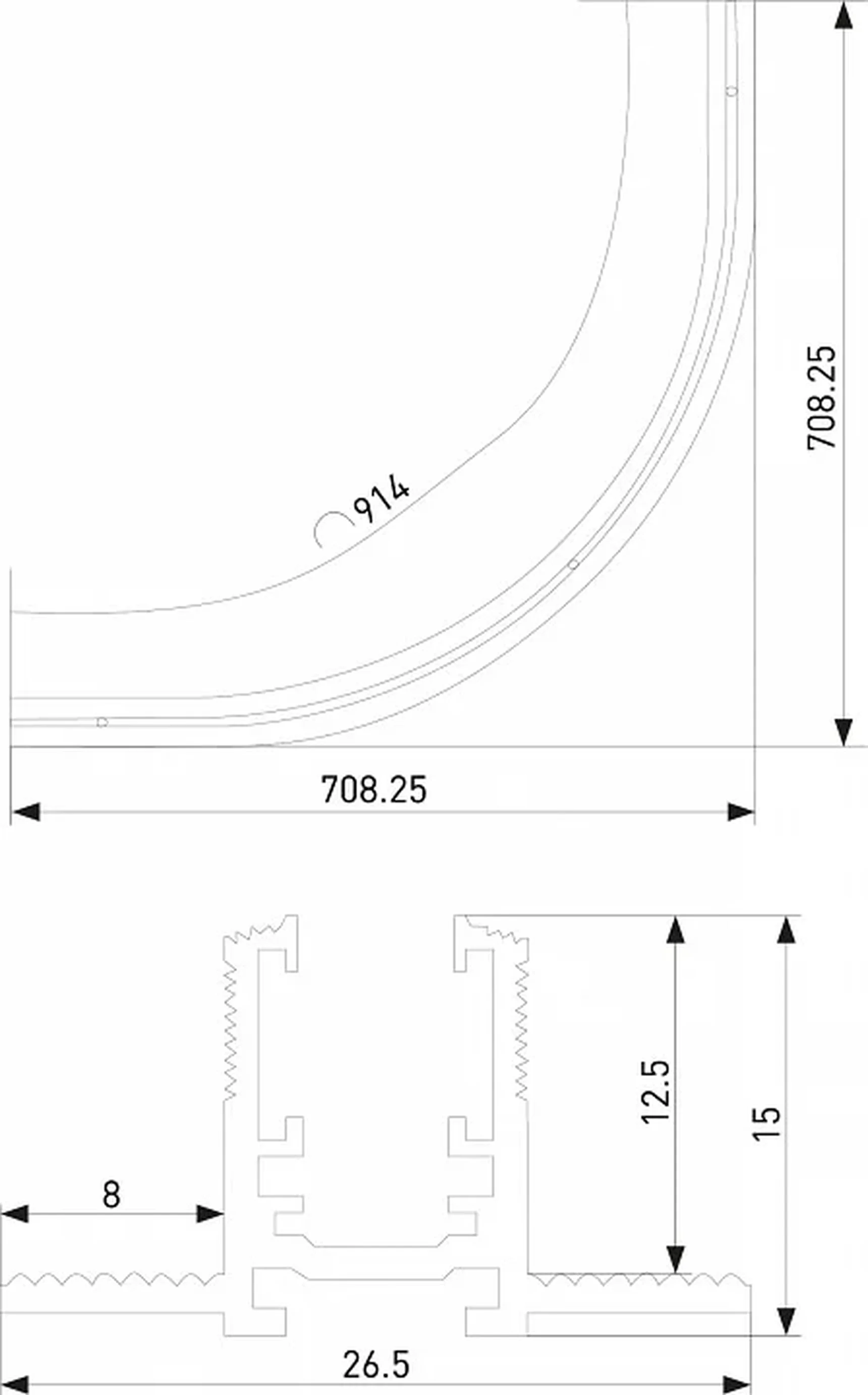 Mini Magnetic Шинопровод под ГКЛ 12,5мм черный D1200 85221/00