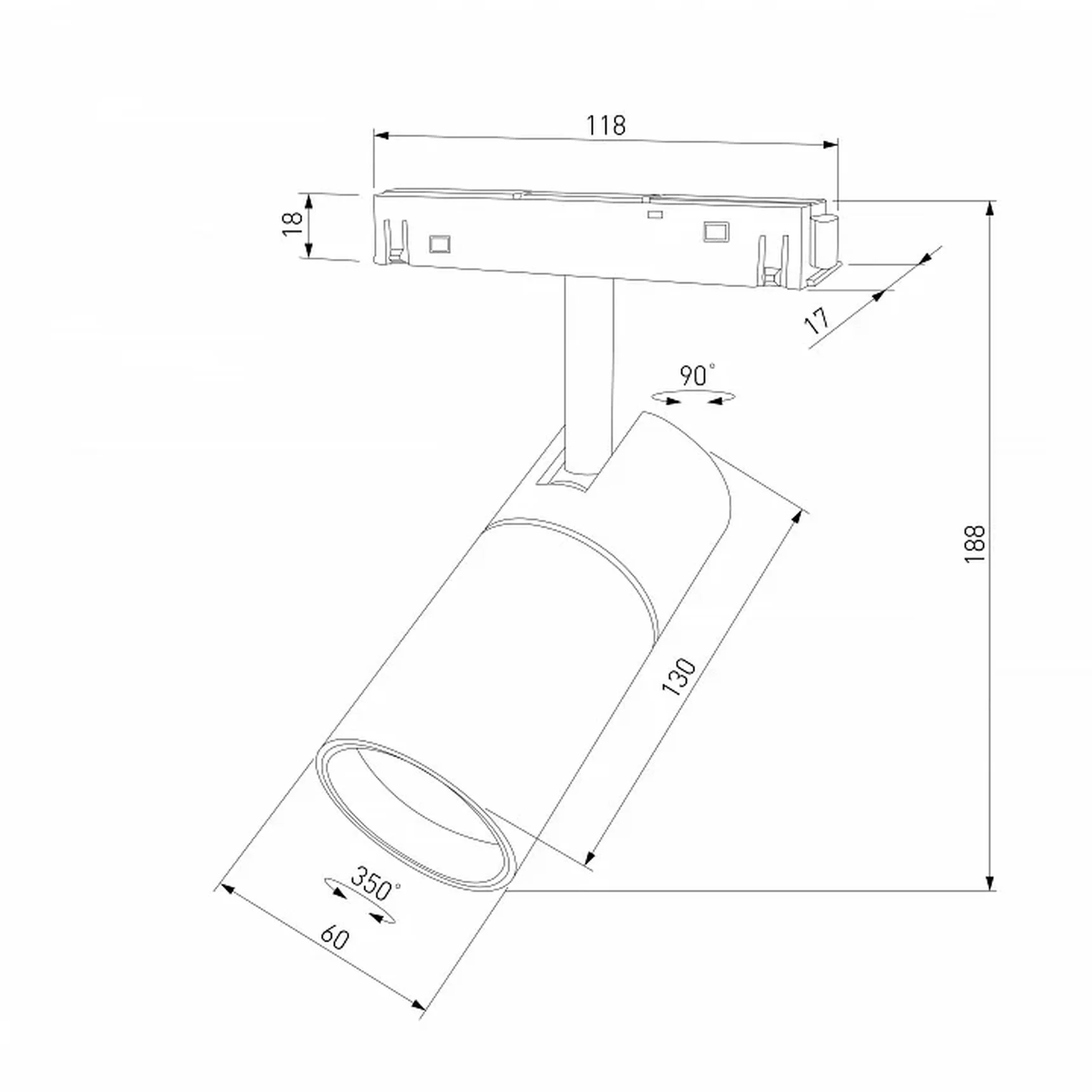 Slim Magnetic Трековый светильник 13W 4000K Kars черный 85524/01