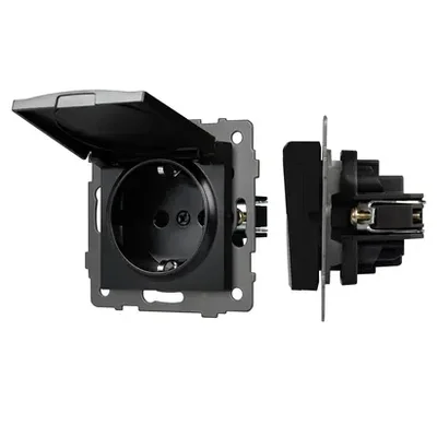 Механизм розетки влагозащищённый SCT-MCP-PL-BK-V (250V, 16A) (Arlight, -)