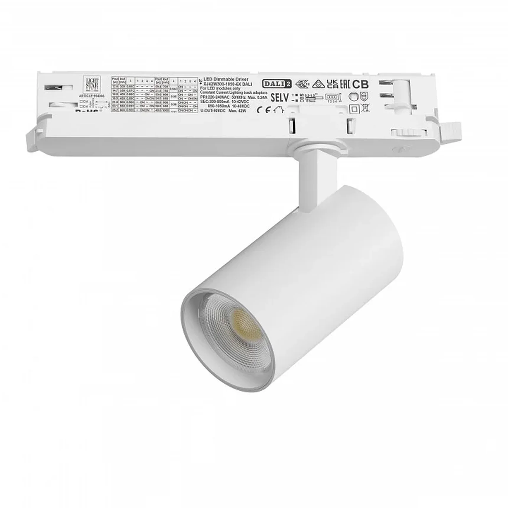A5146DALI Светильник ALTA BASE для трековой системы Quattro с управлением DALI LED 15W 1880LM 24G БЕЛЫЙ 4000K с адаптером (215146 + 59406