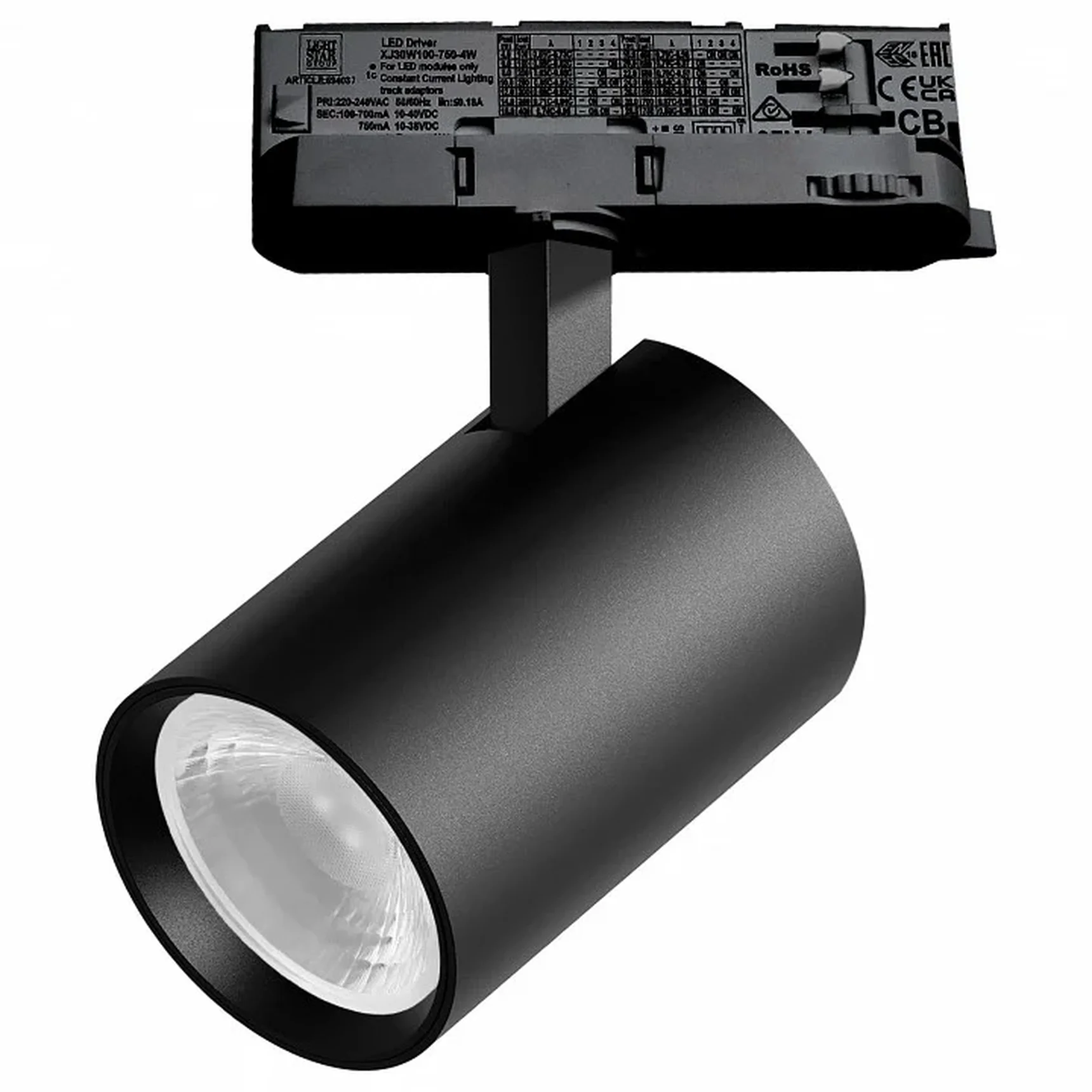 A5247QT36G Светильник ALTA BASE для трековой системы Quattro LED 24W 3040LM 36G ЧЕРНЫЙ 4000K с адаптером (215247 + 594037 + 215203)