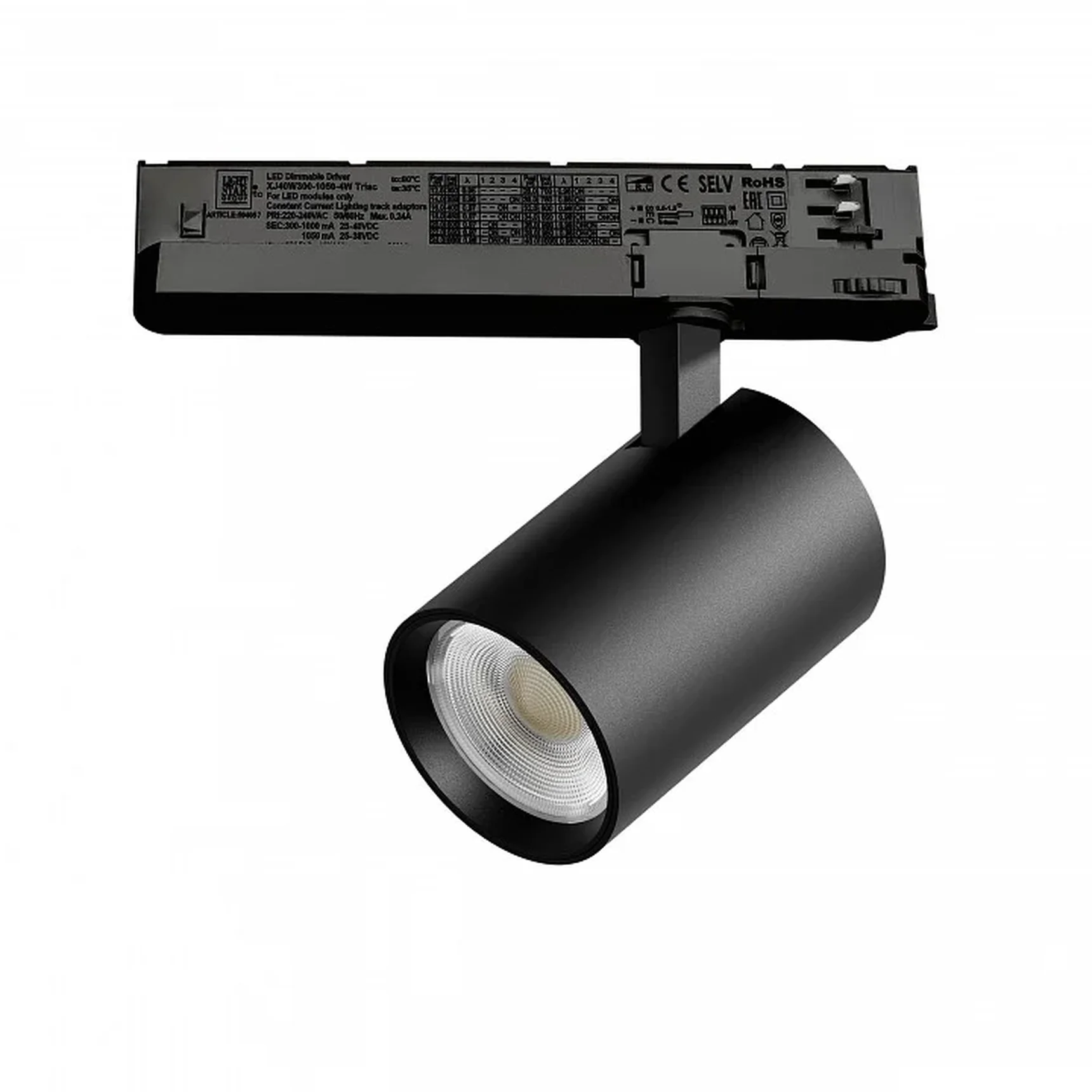 A5247TRIAC Светильник ALTA BASE для трековой системы Quattro с управлением TRIAC LED 24W 3040LM 24G ЧЕРНЫЙ 4000K с адаптером (215247 + 5