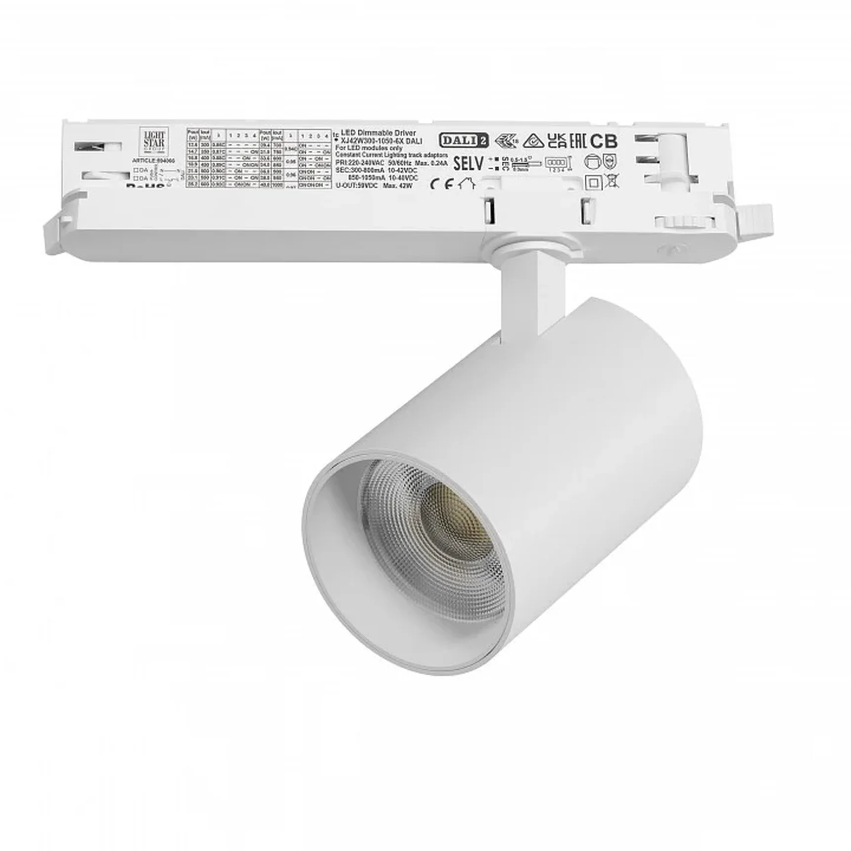 A5336DALI Светильник ALTA BASE для трековой системы Quattro с управлением DALI LED 30W 3525LM 24G БЕЛЫЙ 3000K с адаптером (215336 + 59406