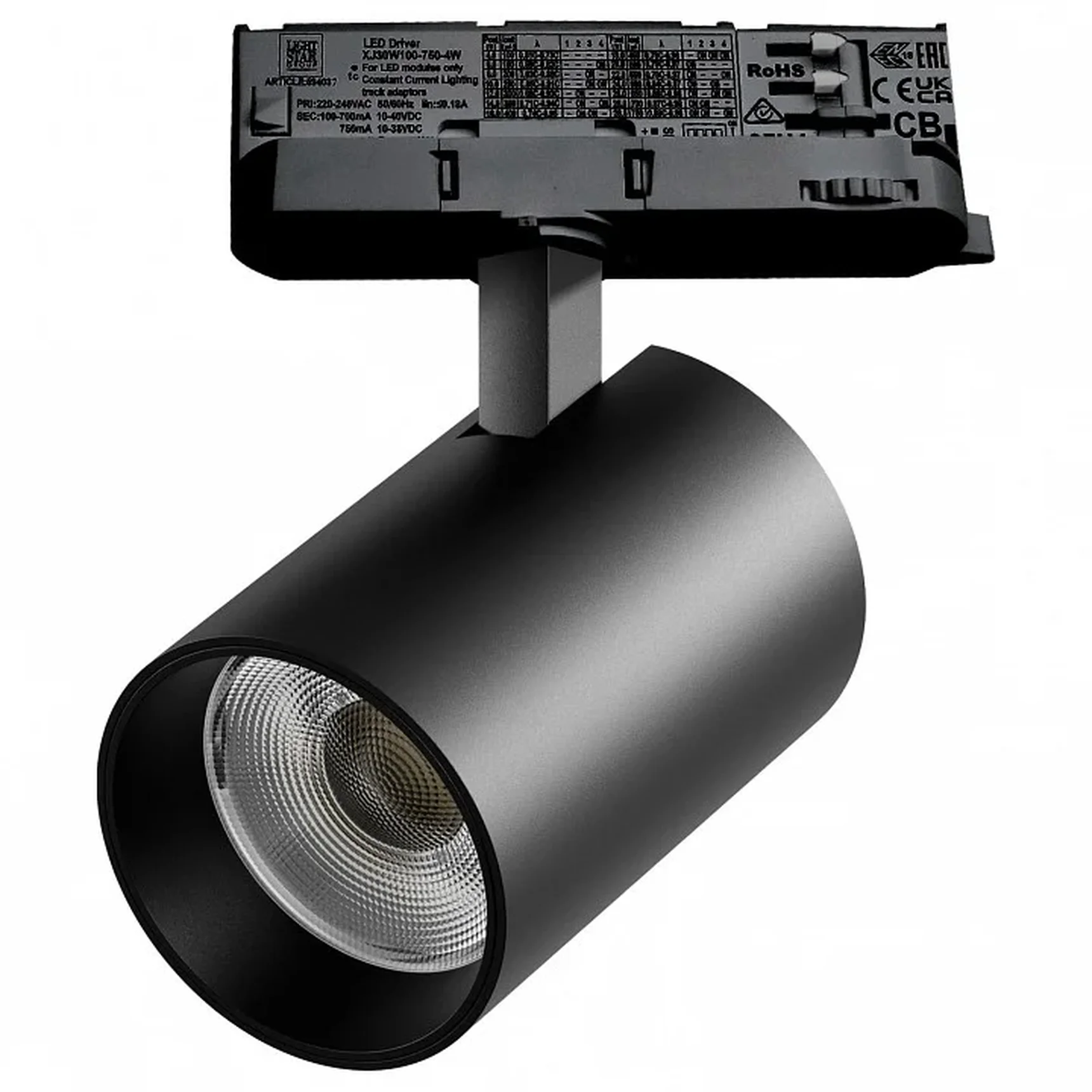 A5337QT Светильник ALTA BASE для трековой системы Quattro LED 30W 3525LM 24G ЧЕРНЫЙ 3000K с адаптером (215337 + 594037)