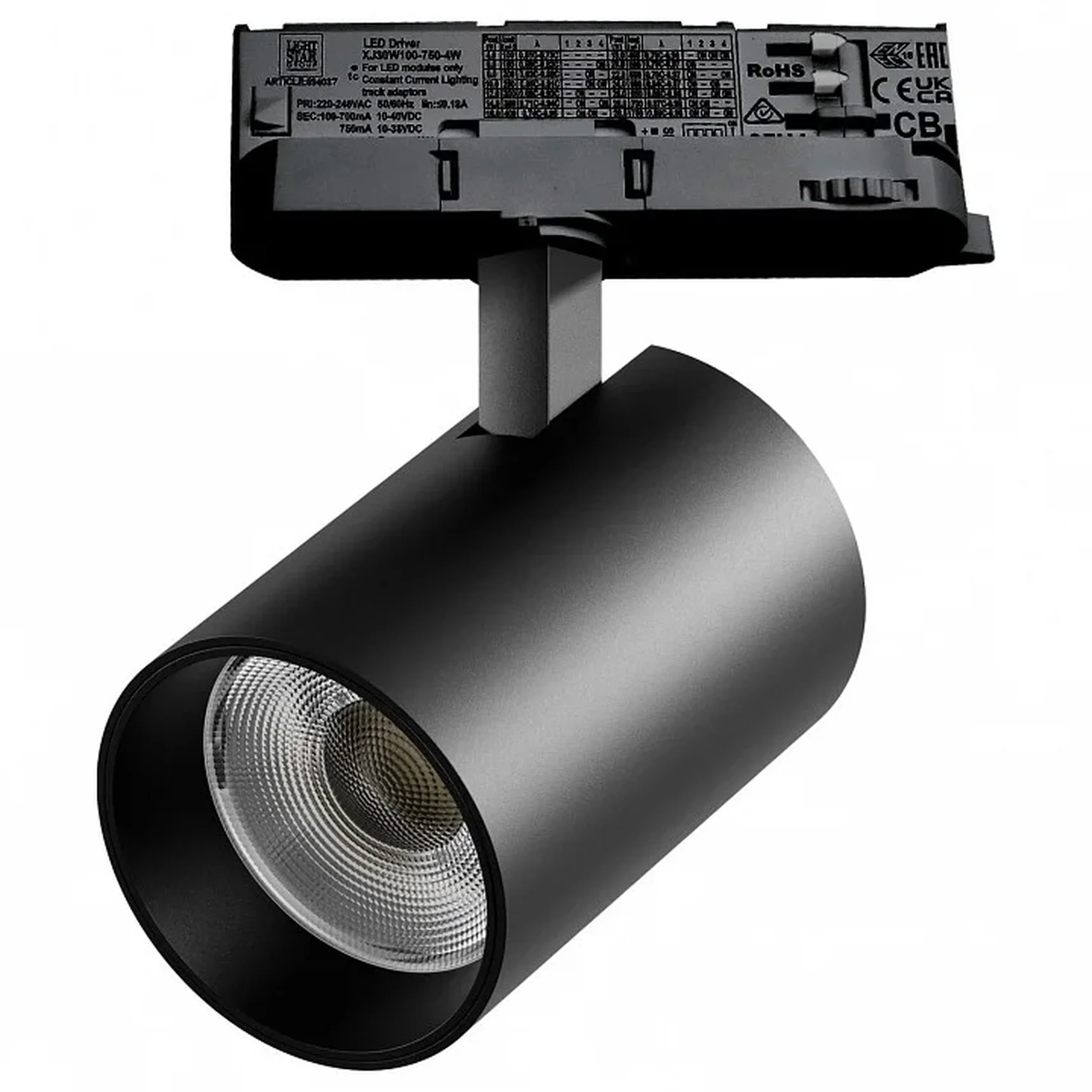 A5347QT Светильник ALTA BASE для трековой системы Quattro LED 30W 3525LM 24G ЧЕРНЫЙ 4000K с адаптером (215347 + 594037)