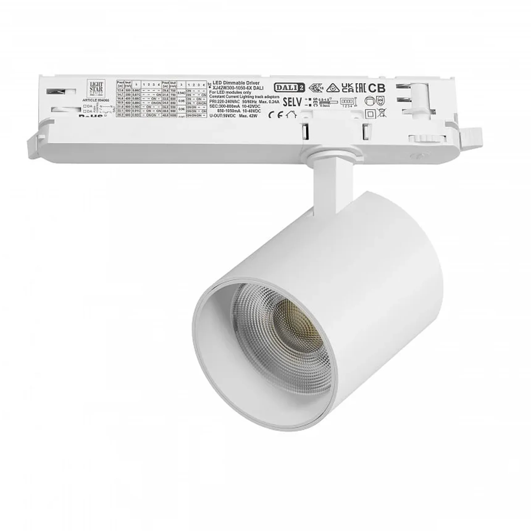 A5446DALI Светильник ALTA BASE для трековой системы Quattro с управлением DALI LED 35W 3176LM 24G БЕЛЫЙ 4000K с адаптером (215446 + 59406