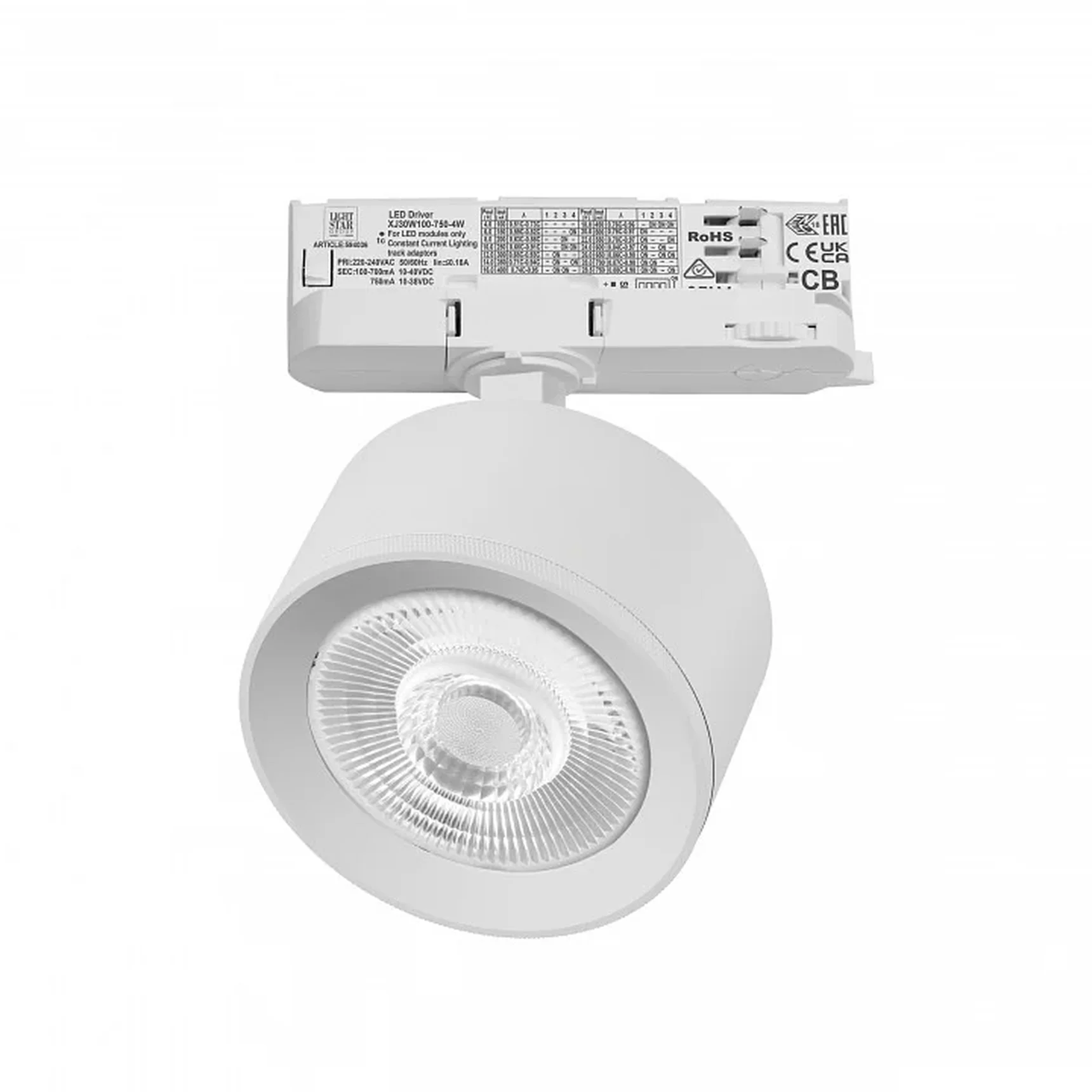 A5536QT60G Светильник ALTA PRO для трековой системы Quattro LED 15W 1700LM 60G БЕЛЫЙ 3000K с адаптером (215536 + 594036 + 215504)