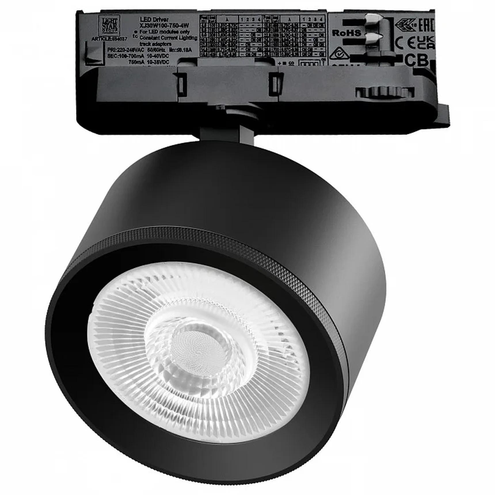 A5547QT60G Светильник ALTA PRO для трековой системы Quattro LED 15W 1700LM 60G ЧЕРНЫЙ 4000K с адаптером (215547 + 594037 + 215504)