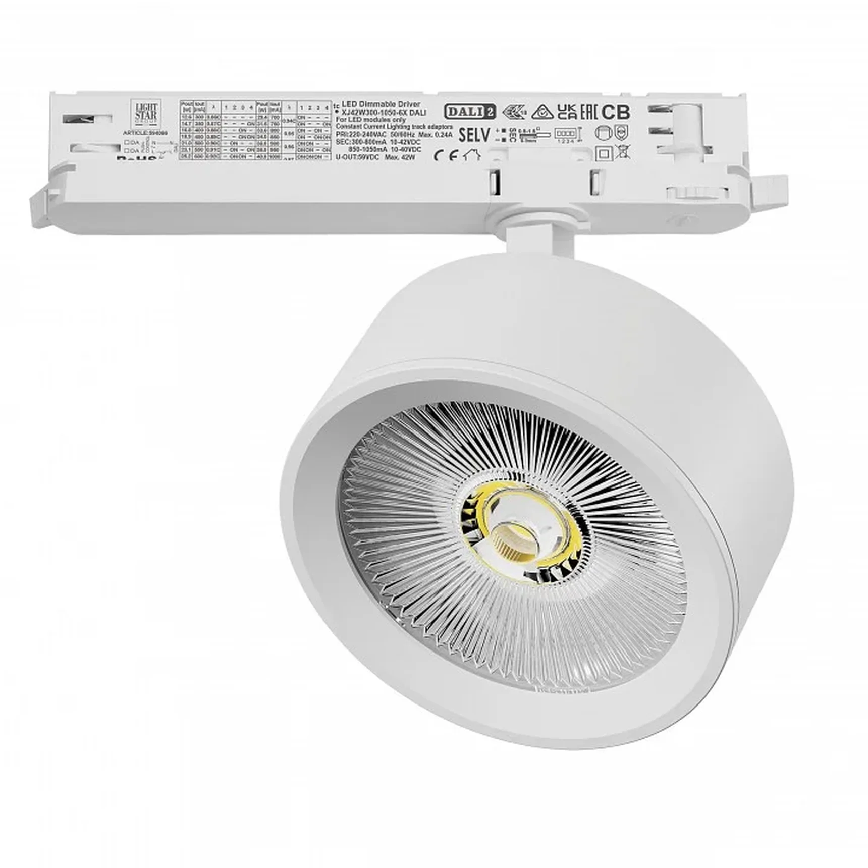 A5636DALI Светильник ALTA PRO для трековой системы Quattro с управлением DALI LED 30W 3510LM 36G БЕЛЫЙ 3000K с адаптером (215636 + 594066