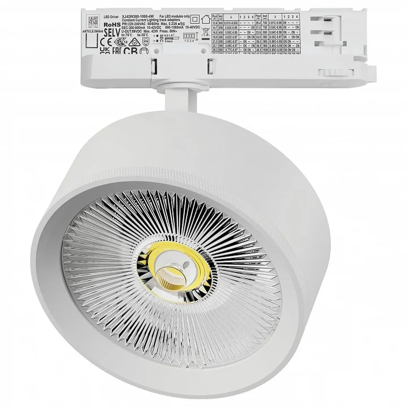 A5736QT Светильник ALTA PRO для трековой системы Quattro LED 35W 3230LM 36G БЕЛЫЙ 3000K с адаптером (215736 + 594046)