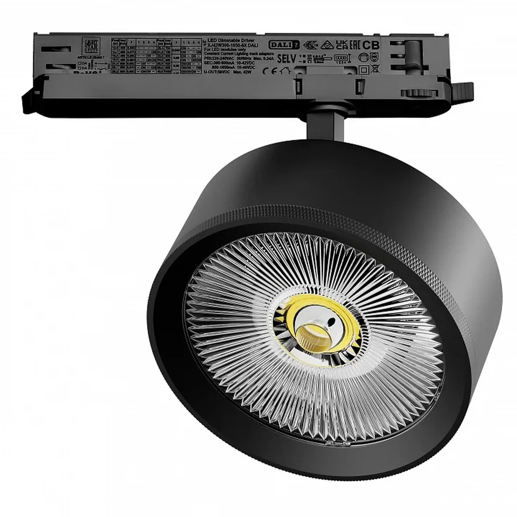 A5737DALI Светильник ALTA PRO для трековой системы Quattro с управлением DALI LED 35W 3230LM 36G ЧЕРНЫЙ 3000K с адаптером (215737 + 59406
