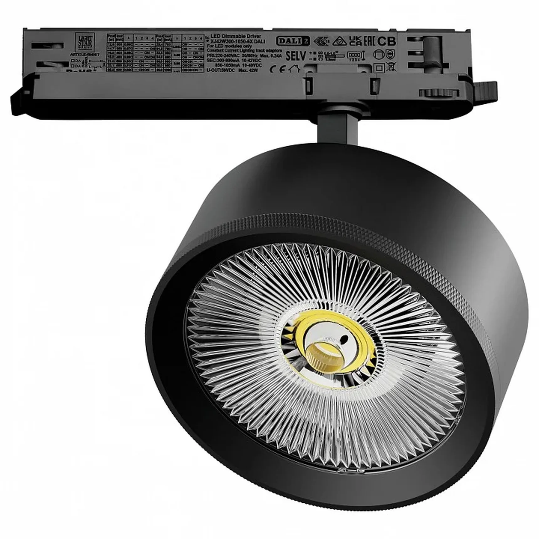 A5737DALI Светильник ALTA PRO для трековой системы Quattro с управлением DALI LED 35W 3230LM 36G ЧЕРНЫЙ 3000K с адаптером (215737 + 59406