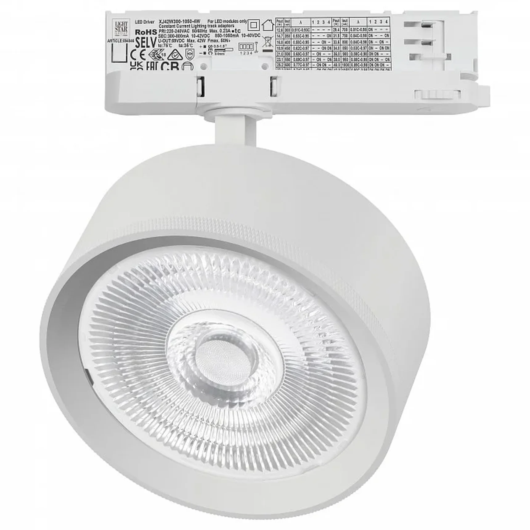 A5746QT60G Светильник ALTA PRO для трековой системы Quattro LED 35W 3230LM 60G БЕЛЫЙ 4000K с адаптером (215746 + 594046 + 215704)