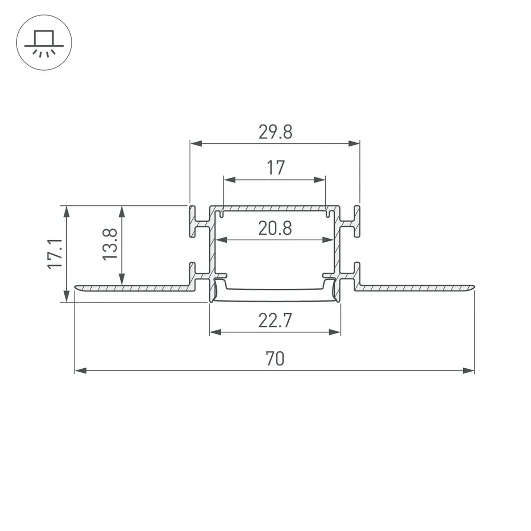 Профиль FANTOM-BENT-W23-TOP-2000 ANOD (Arlight, Алюминий), 040347