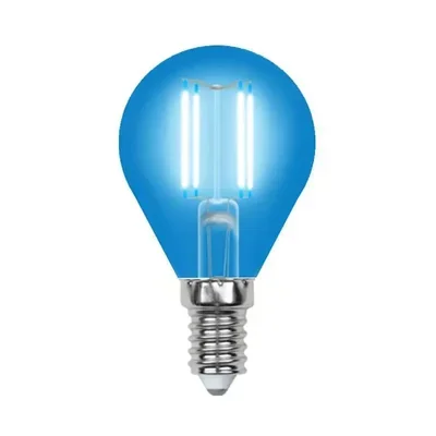 Лампа светодиодная филаментная Uniel E14 5W синяя LED-G45-5W/BLUE/E14 GLA02BL UL-00002989